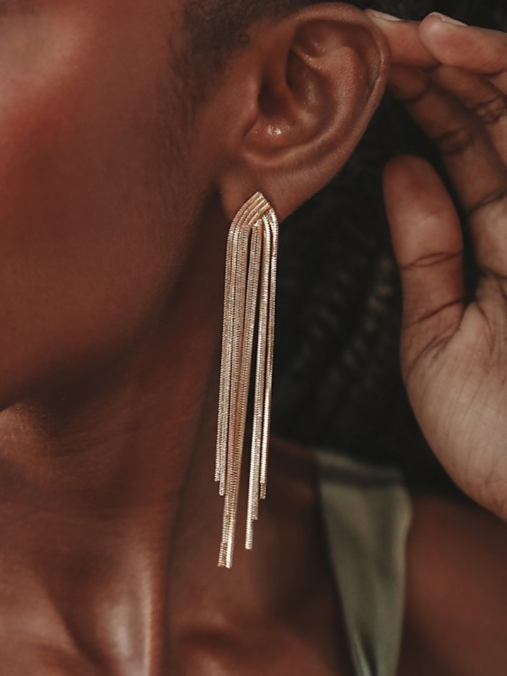 Lulus See Me Glowing Gold Fringe Drop Earrings